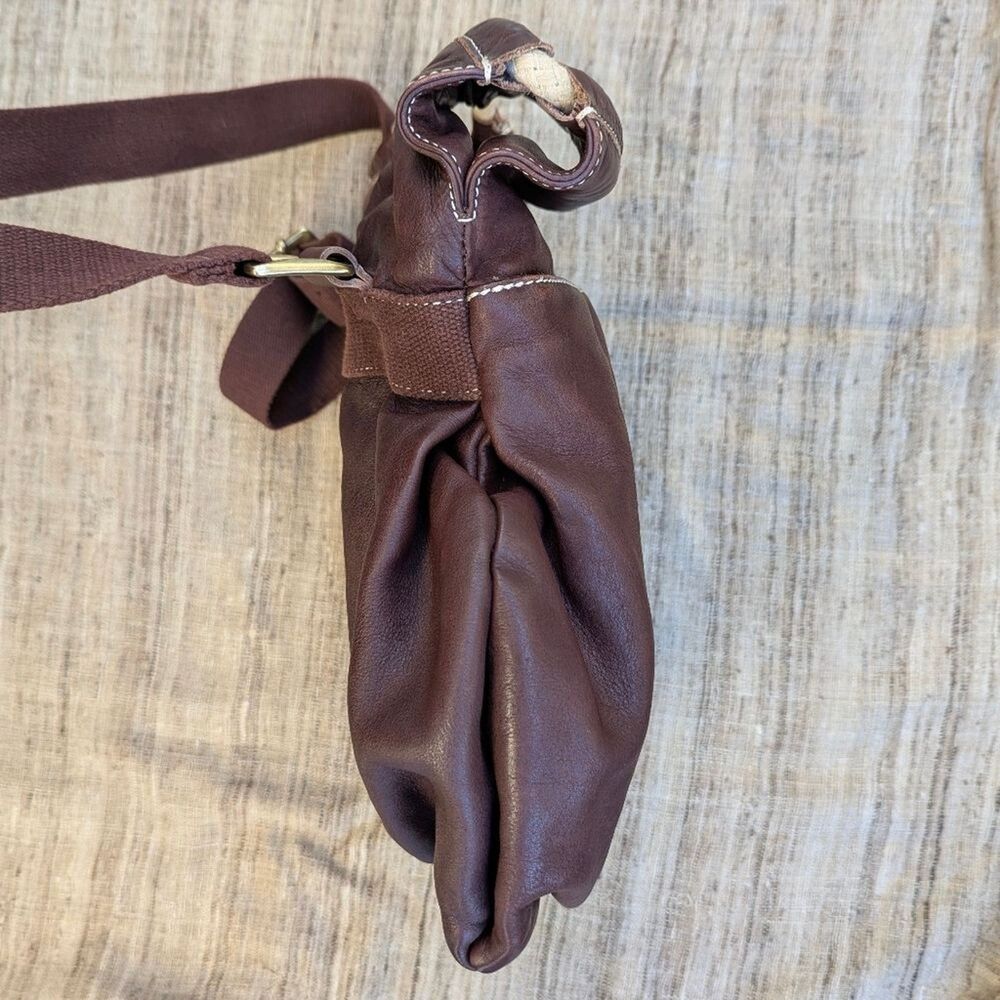 49 Square Miles Brown Leather Shoulder Bag Large Crossbody Purse Hobo Tote - Picture 4 of 11